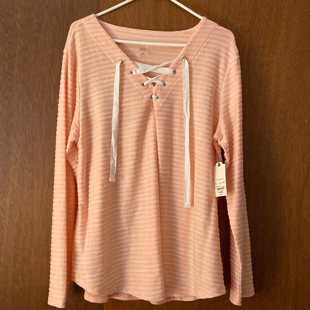 Pink and white striped tunic